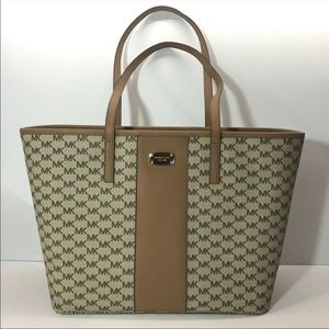 MICHAEL KORS EMRY Large Top Zip Center Stripe Tote